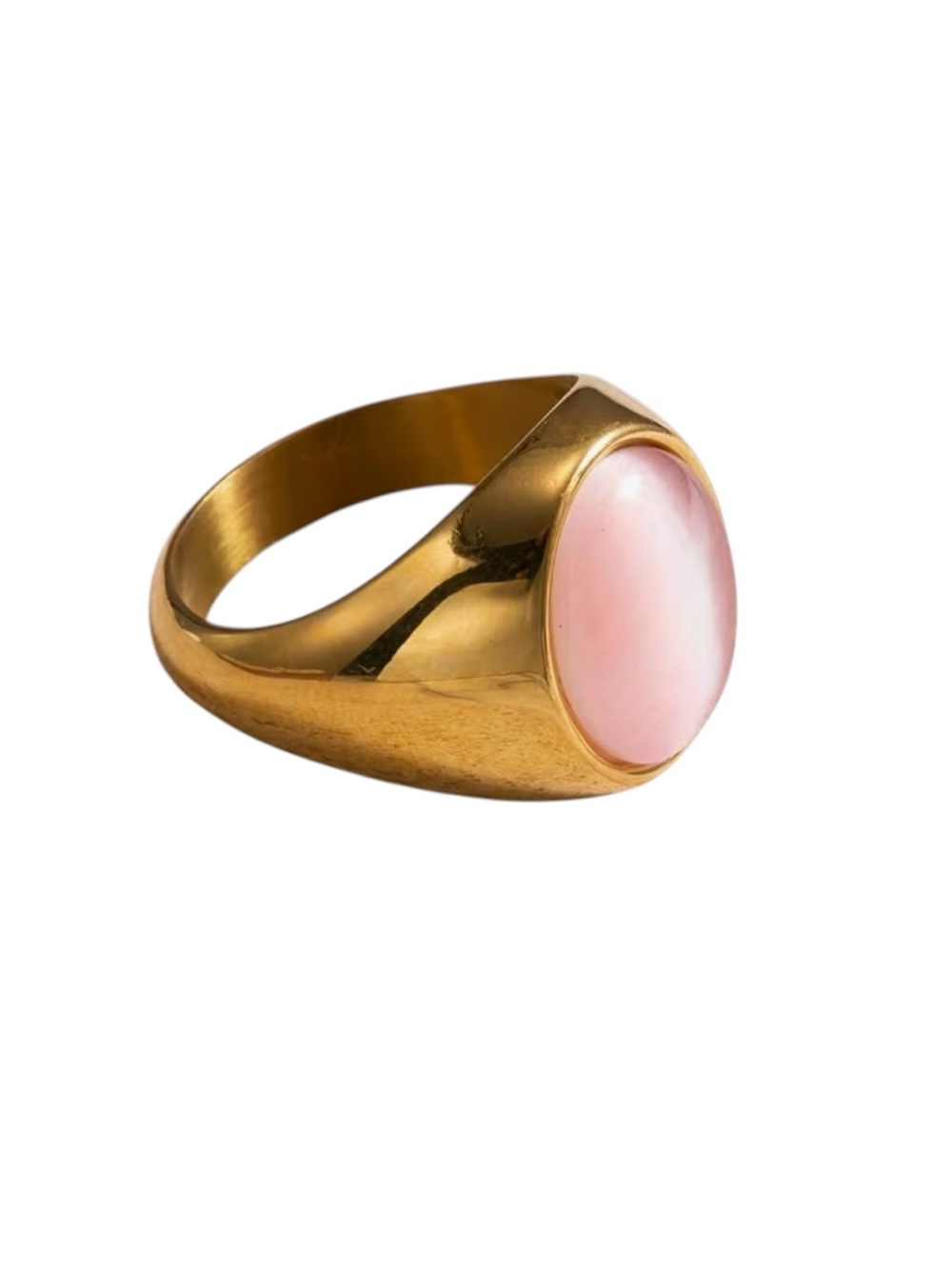 14k Gold Plated Ring with Pink Cat’s Eye Stone Centrepiece. New. - Picture 7 of 8